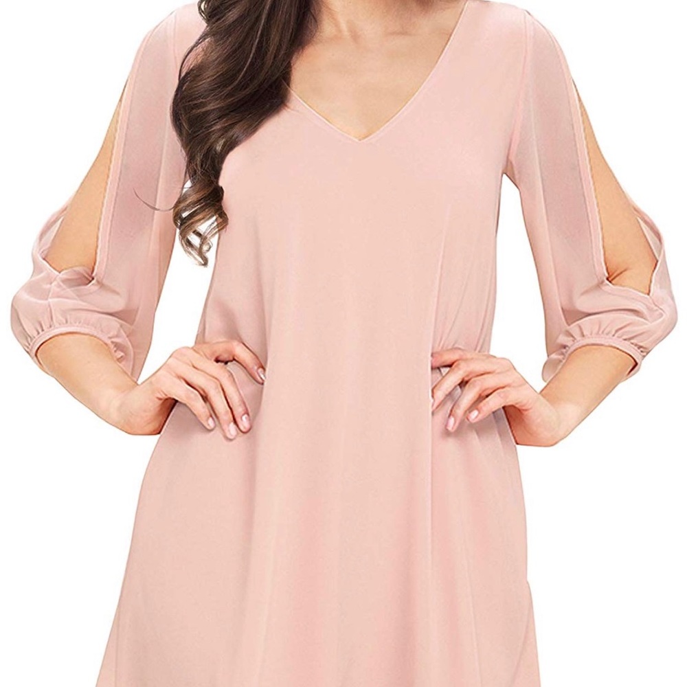 Pink cold shoulder dress